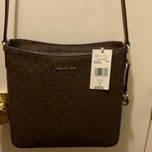 New brown on brown Michael Kors crossbody shoulder bag.